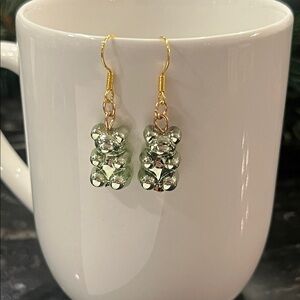 Metallic Green Bear Earrings